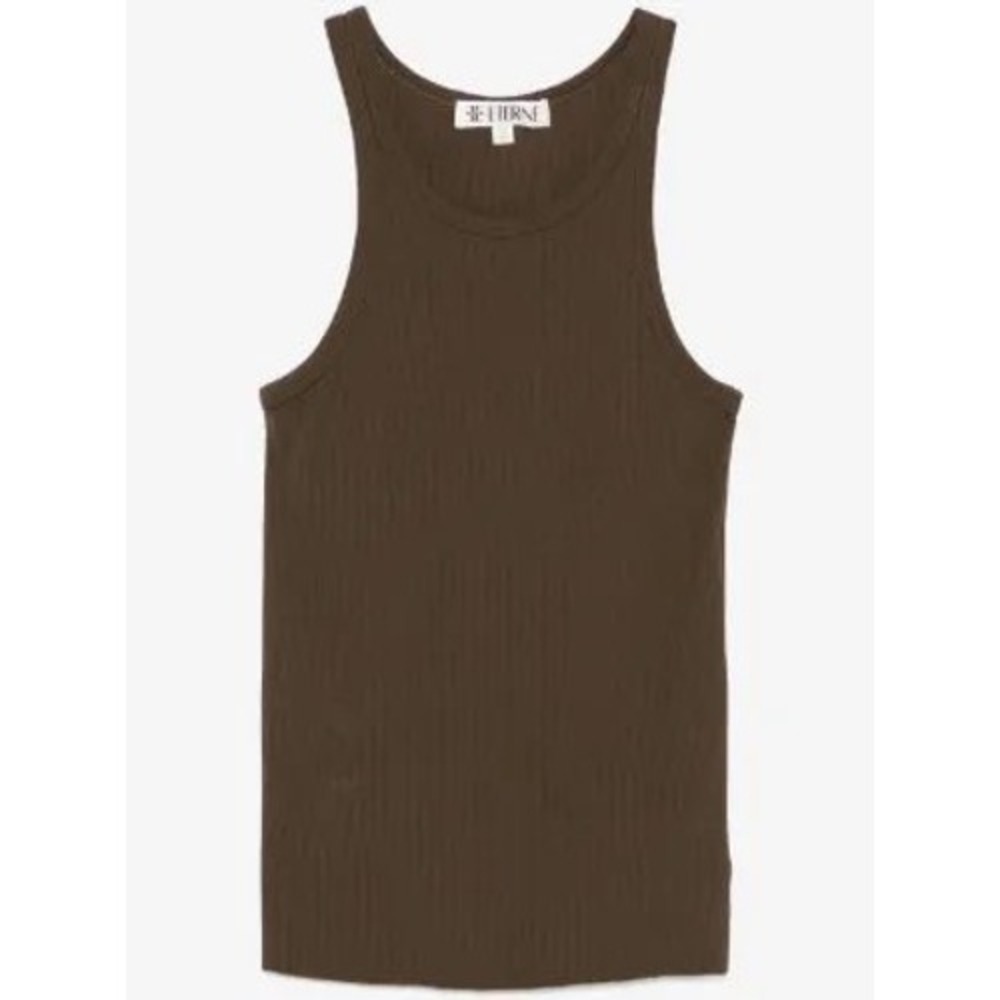 ETERNE Fine-Ribbed Tank Top Moss Green Size Medium Minimalist Capsule